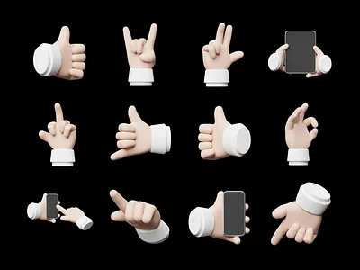 New Free 3D Hands 🤘 3d branding craftwork design download free freebies graphics hands icons illustration illustrations logo ui web website