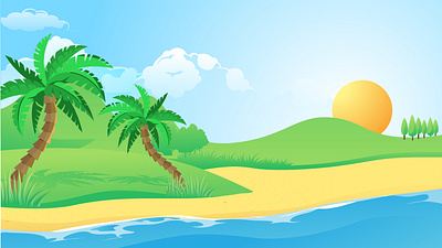 Summer Cartoon Background background beach cartoon free ocean palm sea summer sun