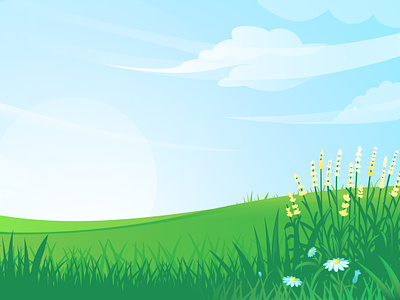 Sunny Background Cartoon background blue sky cartoon clean sky day grass green summer sunny