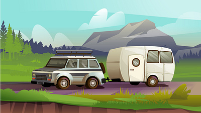Travel Cartoon Background background camper car cartoon free on the road travel