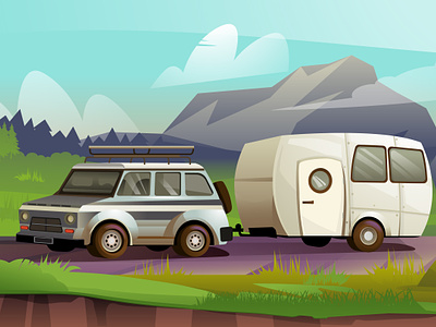 Travel Cartoon Background background camper car cartoon free on the road travel