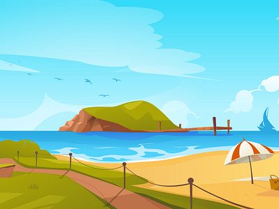 Vacation Background Cartoon background beach cartoon island osland relax sea summer sunny travel vacation