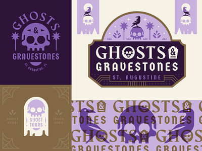 Ghosts & Gravestones badge branding florida ghost gravestones haunted logo skull spooky st augustine