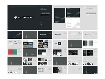 Elysioom / Brandbook® brandbook branding elegant elysioom grey home home theatre identification interior logo sphere style guide słowiński paweł