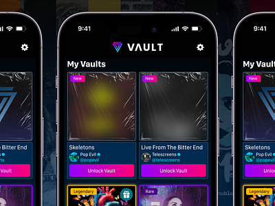 Vault Music - New Unlock Covers album app app design clean covers design ep feature graphic design interface design music music app new product design simple single ui ui design user interface ux