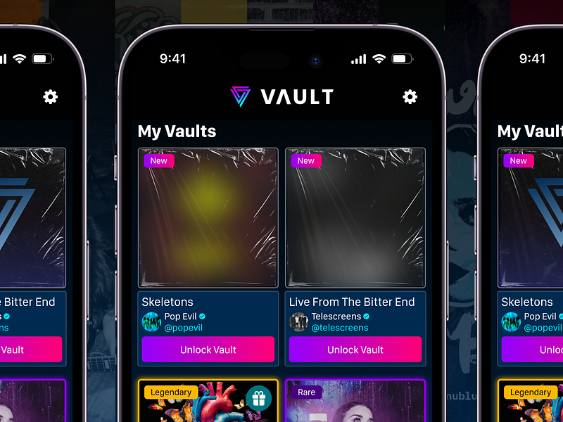 Vault Music - New Unlock Covers album app app design clean covers design ep feature graphic design interface design music music app new product design simple single ui ui design user interface ux