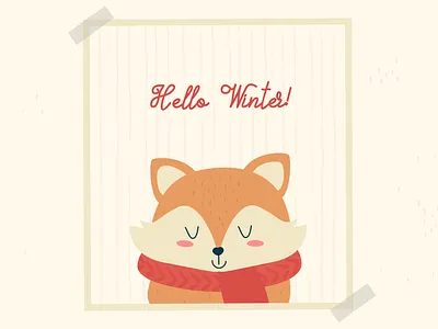 Hand drawn fox in scarves. Hello winter animal autumn bear boho cartoon christmas december deer fox hand drawn hello hello winter illustration postcard winter