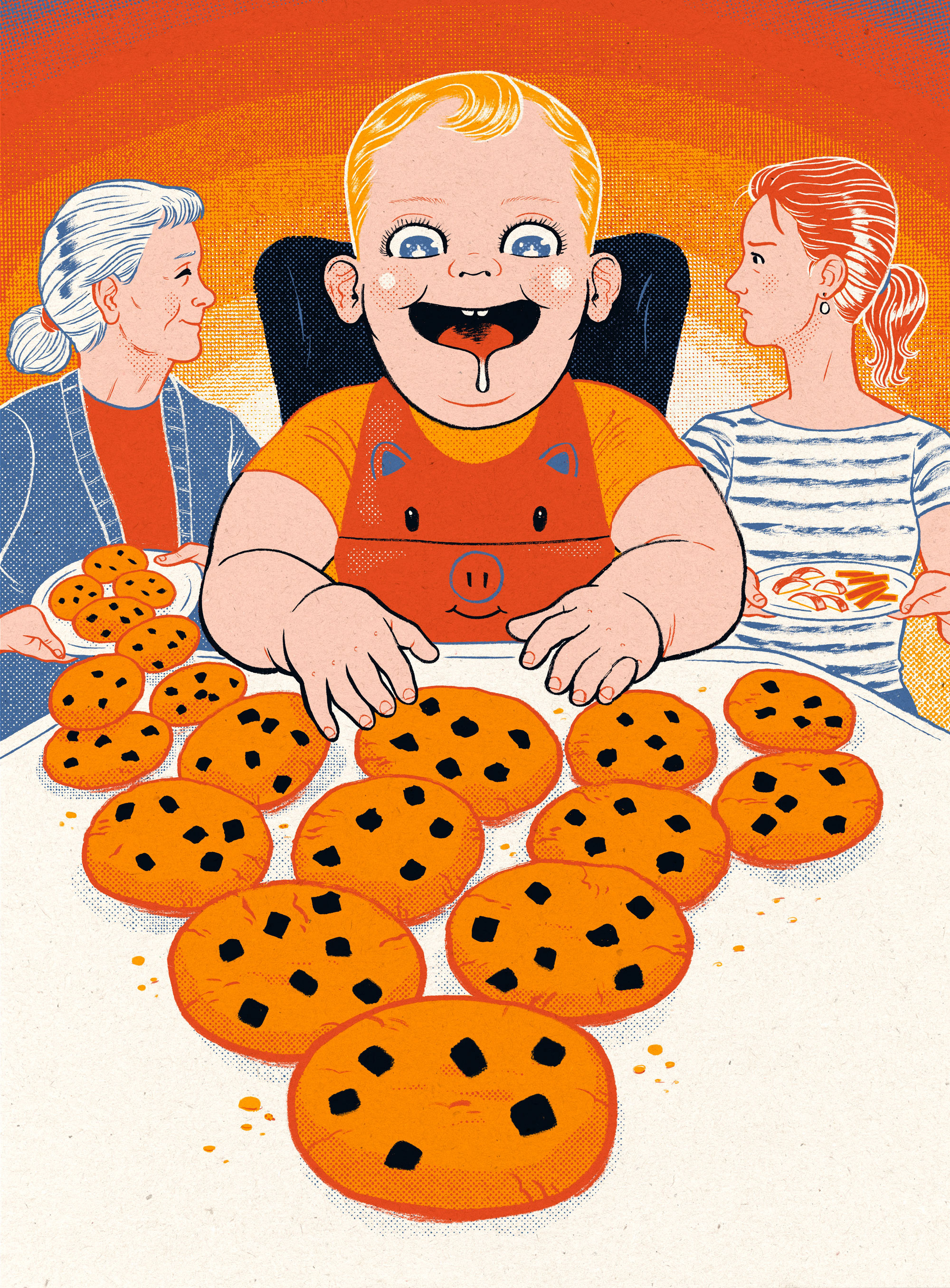 Sweet Tooth baby brush and ink brush pen child cookies editorial food grandma illustration mother nutrition sweet tooth treats