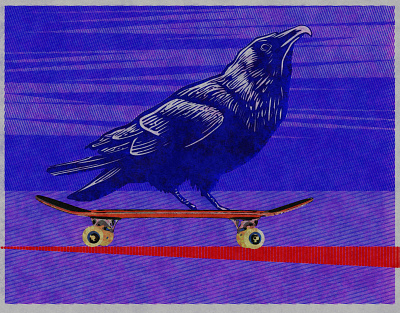 rave 'n' mob doodle illustration mob noise raven shunte88 skatebord vector