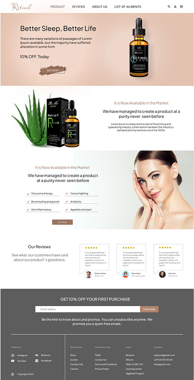 Retinol Serum landing page branding ui