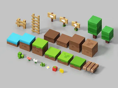 Isometric Forest Assets 3d assets blender game art illustration isometric magicavoxel obj voxel voxelart