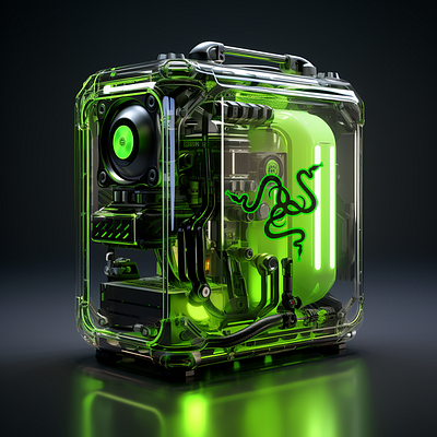 004 - Neon Razer Inspired PC 3d case cinema4d design 3d gaming pc neon pc razor render ui