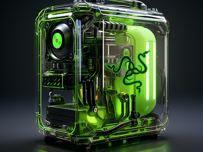 004 - Neon Razer Inspired PC 3d case cinema4d design 3d gaming pc neon pc razor render ui