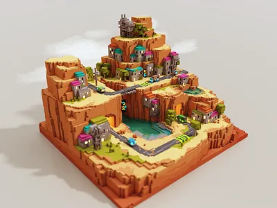 Desert City 3d desert magicavoxel pixel voxel voxel art voxelcity