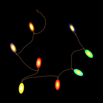multi-colored glowing light bulbs design graphic design illustration vector