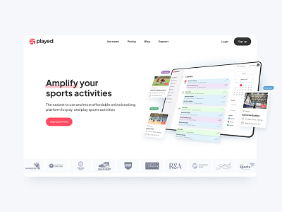 Played - Marketing Website - Hero Screen hero section homepahe sport activities ui web web design