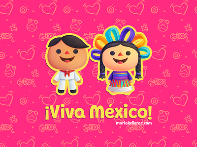 Viva Mexico children colorful dolls illustration ilustracion kawaii lele mexico mexique muneca pattern viva メキシコ 人形 멕시코