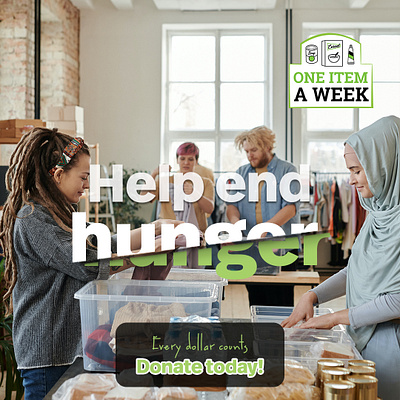 Help end hunger advertisement donation food giving graphic design social media ad