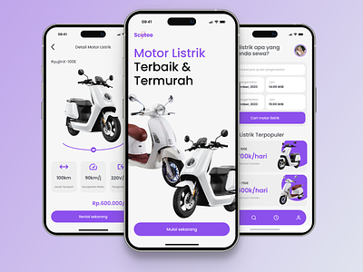 Scotee - Electric Motorcycle Rent Apps indonesia mobile motorcycle rent ui