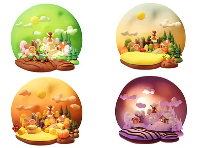 Four seasons on the farm agricultural agriculture autumn christmas countryside fall farm farming field harvest harvest festival icon icon set icons illustration rural spring summer vector winter