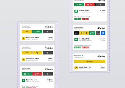 Public Transit App - Routes Cards app app design design illustration public transit app travel cards travelling app ui ui cards uidesign ux design uxdesign uxuidesign uxuidesigner