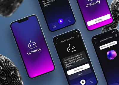 UrNerdy - AI Mobile App UX/UI Design & Development 3d animation branding graphic design ui