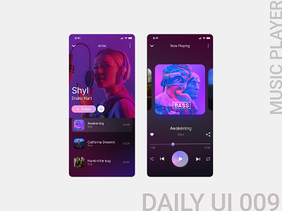 Daily ui 009 Music player app design graphic design illustration ui uidesign uiux vector