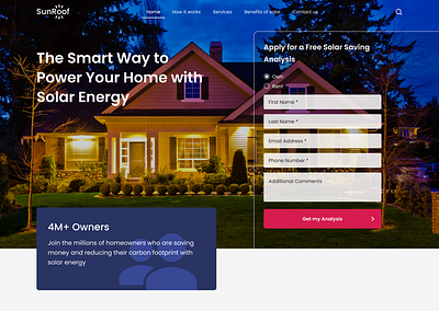 SunRoof Landing Page clean design energy landing page solar ui web design