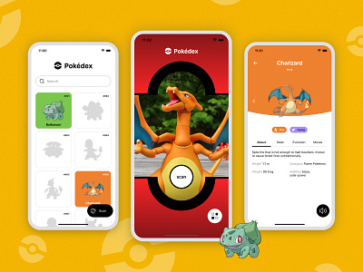 Pokédex UI Design for iOS App app concept design graphic design ios pokemon ui ux