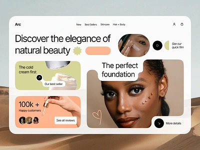 Arc - Beauty Concept beauty branding color design e commerce fashion graphic design landing landingpage makeup minimalism pastel skincare ui ux web