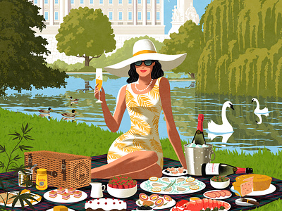 Picnic digital editorial fashion folioart food illustration london luxury magazine cover rui ricardo summer woman