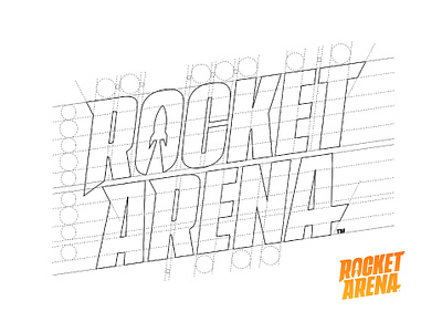 Rocket Arena Logo arena branding custom design future grid identity lettering logo mark missile rocket tech template type typography vector video game wireframe wordmark