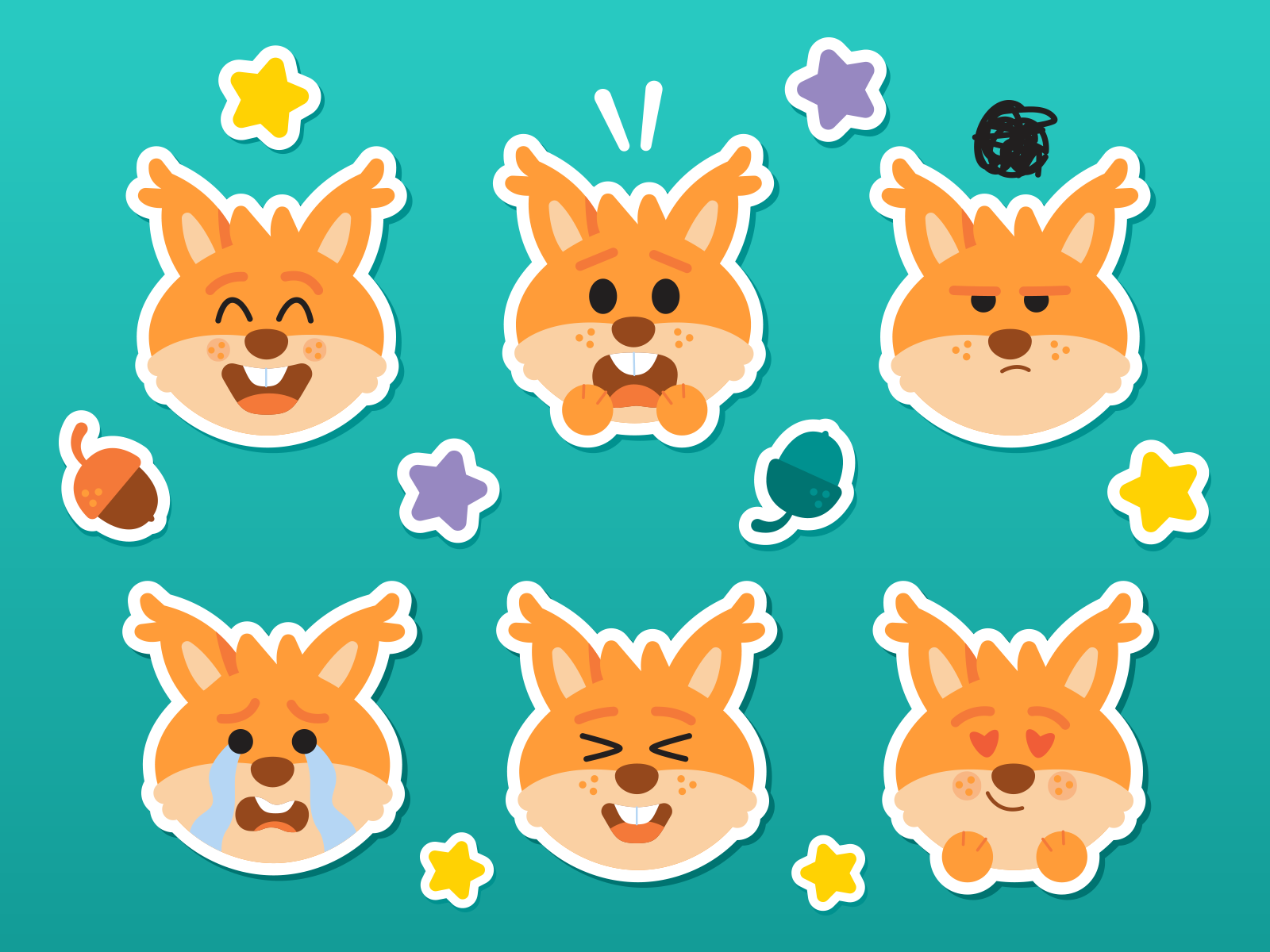 skwirrol stickers! character eva galesloot illustration skwirrol vector