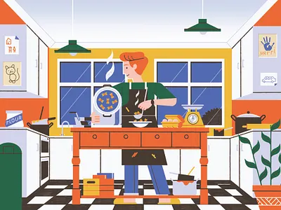 Cooking character digital editorial folioart food home illustration lifestyle michael driver
