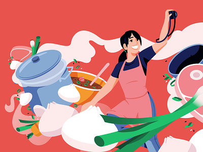 Ocado character chef cooking digital folioart food illustration nick slater vector