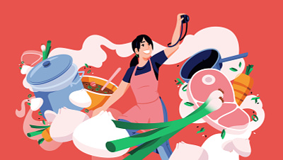 Ocado character chef cooking digital folioart food illustration nick slater vector