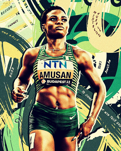 Tobi Amusan hurdles branding graphic design typography vector