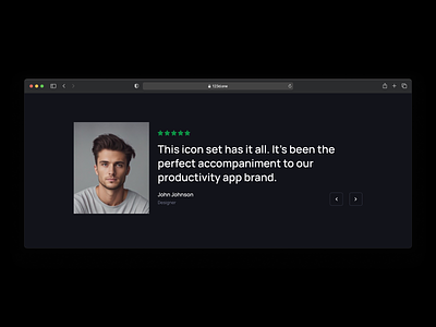 Testimonial Section 123done clean dark testimonial dark theme design desktop figma landing page layout minimalism page quote section testimonial theme ui universal ui kit (web) ux web website