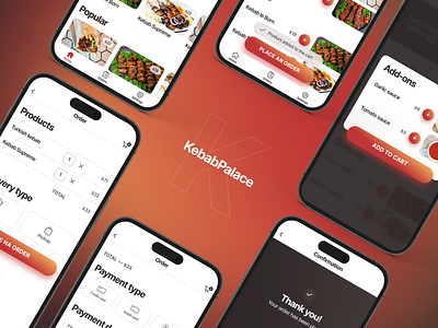 Food Ordering Made Simple clean food ordering gradient graphic design kebab minimalistic mobile app modern ui