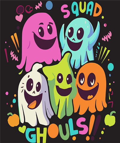 Ghoul Squad abstract art aesthetic aesthetic print aesthetic printable aesthetic wall art animation artist colorful cute design ghoul graphic design halloween illustration logo smile squad ui