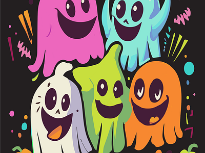 Ghoul Squad abstract art aesthetic aesthetic print aesthetic printable aesthetic wall art animation artist colorful cute design ghoul graphic design halloween illustration logo smile squad ui