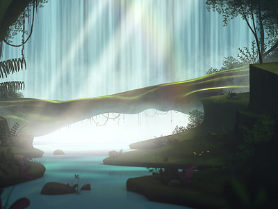 Waterfall 3d art cinema 4d illustration lighting