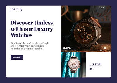 Eternity - A luxury watch landing page branding header section hero section landing page new layout premium brand product carousal saas webpage ui watch watch branding watch landing page watch webpage webpage webpage layout