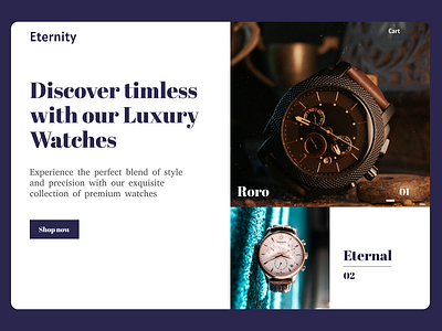 Eternity - A luxury watch landing page branding header section hero section landing page new layout premium brand product carousal saas webpage ui watch watch branding watch landing page watch webpage webpage webpage layout