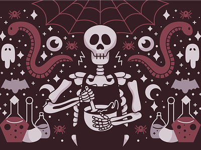 Halloween Baking Card Illustration baking bat creepy dark figma ghost goth graphic design halloween illustration pattern potion skeleton spider spooky symmetry vector