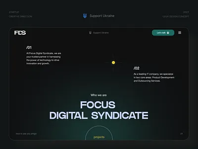 Focus Digital Syndicate UI branding creative dark design innovative interface minimalism startup strategy tech typography ui ui design ui ux ux ux design web web design