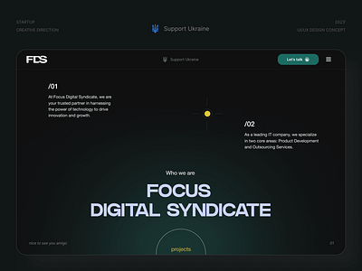 Focus Digital Syndicate UI branding creative dark design innovative interface minimalism startup strategy tech typography ui ui design ui ux ux ux design web web design