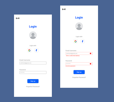 Login and error pages app design typography ui ux