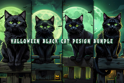Halloween Black Cat Design Bundle 3d ai art ai character ai design animation black cat branding cat design frame graphic design halloween halloween design halloween theme illustration logo motion graphics ui