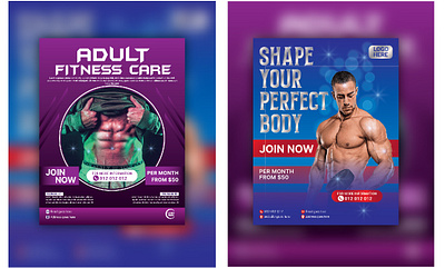 Fitness flyer template design banner business design fitness flyer gym health marketing poster print sports template